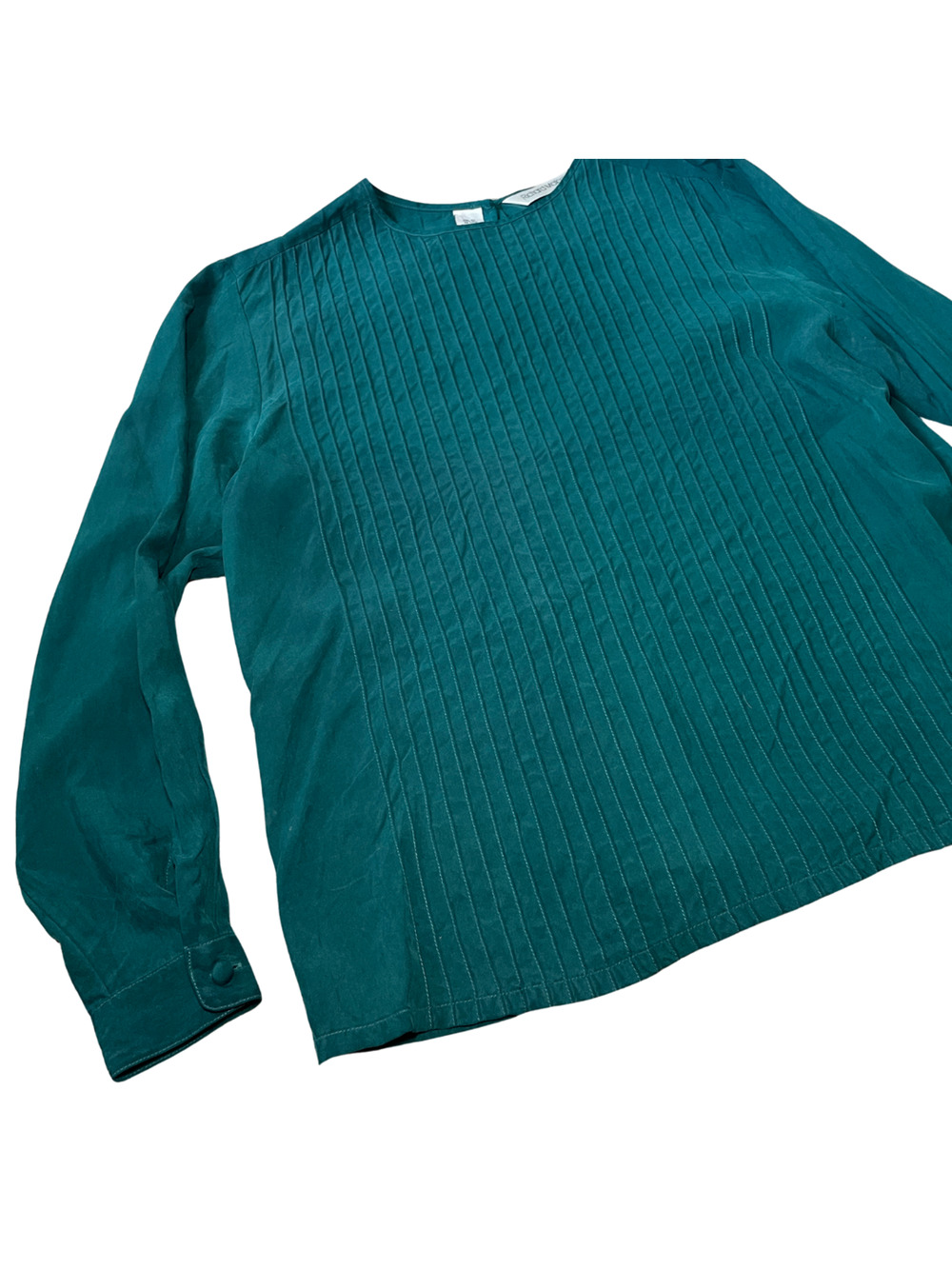 Vintage 80s Richard Malcolm Blue Long Sleeve Silk Top Size 10